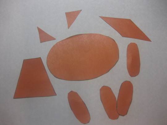 Anwendungsfuchs aus geometrischen Formen für Kinder, Anfänger. Vorlagen
