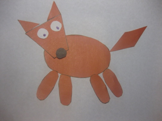 Anwendungsfuchs aus geometrischen Formen für Kinder, Anfänger. Vorlagen