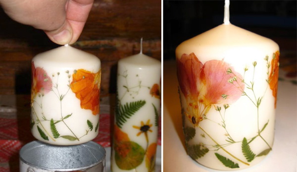 So machen Sie Kerzen zu Hause für Anfänger aus Wachs, Wachs, alten Kerzen, Paraffin mit farbiger Flamme, Aroma, getrockneten Blumen