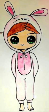 Schöne Mädchen für Bleistiftskizzen in Kigurumi