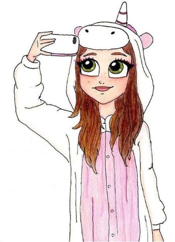 Schöne Mädchen für Bleistiftskizzen in Kigurumi