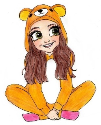Schöne Mädchen für Bleistiftskizzen in Kigurumi