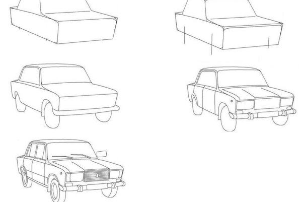 Disegni volumetrici per celle in un quaderno, facili, complessi passo dopo passo