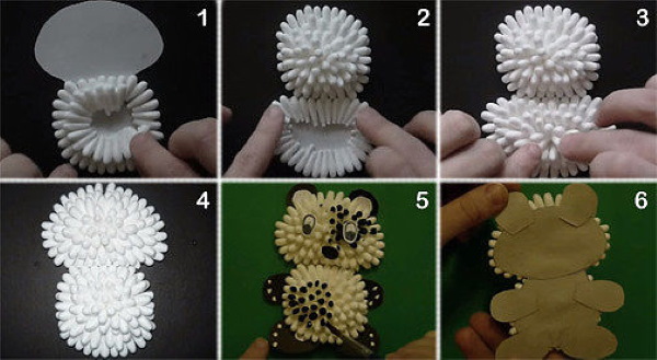 Basteln mit eigenen Händen aus Wattestäbchen, Scheiben, Plastilin