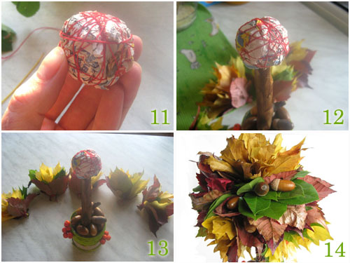 Basteln aus getrockneten Blättern, Blumen für Kinder der Grundschule