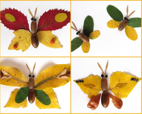 Basteln aus getrockneten Blättern, Blumen für Kinder der Grundschule
