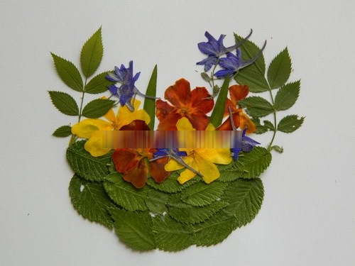 Basteln aus getrockneten Blättern, Blumen für Kinder der Grundschule
