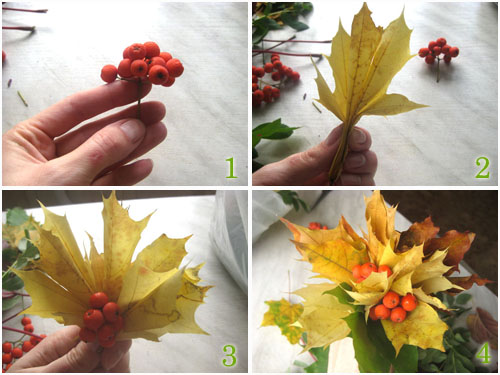 Basteln aus getrockneten Blättern, Blumen für Kinder der Grundschule