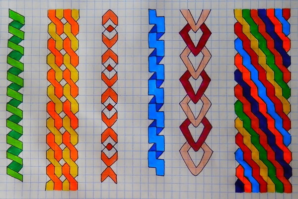 Geometrische Zeichnungen nach Zellen. Einfache und komplexe Muster