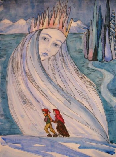 Bleistiftzeichnung Schneekönigin, Kai, Gerda Schritt für Schritt für Kinder zum Märchen