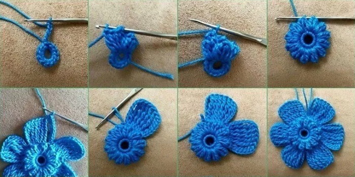 So verzieren Sie eine Strickmütze für Damen mit Perlen, Pelz, Strasssteinen und Rocailles. Foto