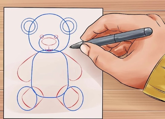 Teddybär, Schritt für Schritt Bleistiftzeichnung für Anfänger