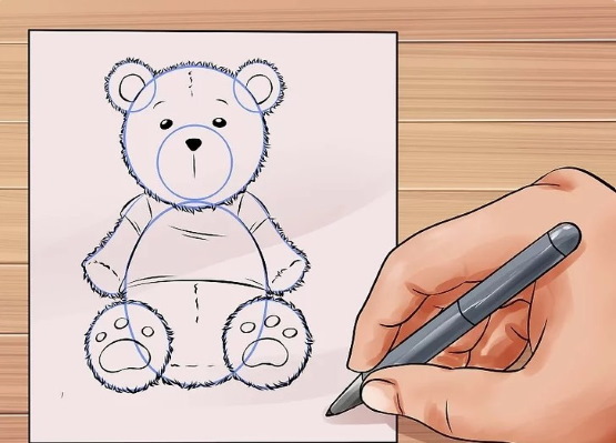 Teddybär, Schritt für Schritt Bleistiftzeichnung für Anfänger