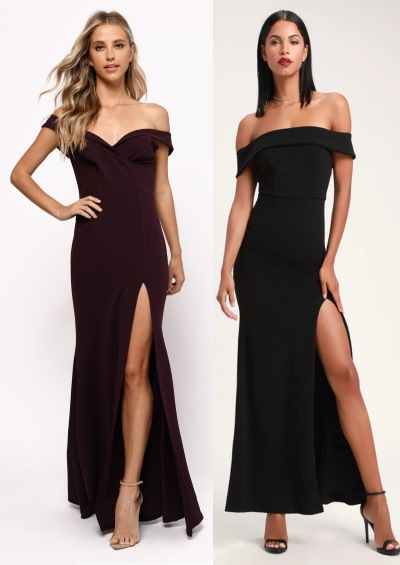 Kleid mit offenen Schultern und Ärmeln. Schnittmuster zum Nähen von Sommer-, Hochzeits- und Abendkleidung. Foto