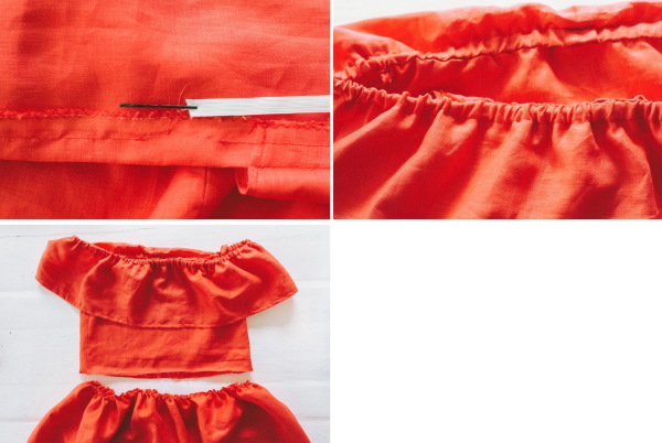 Kleid mit offenen Schultern und Ärmeln. Schnittmuster zum Nähen von Sommer-, Hochzeits- und Abendkleidung. Foto