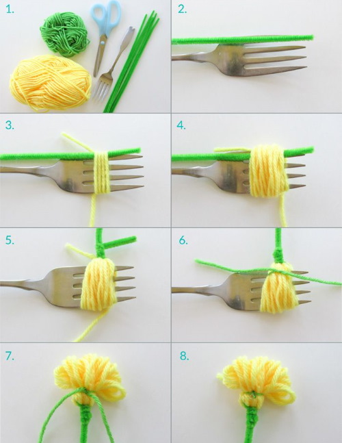 Basteln aus Strickfäden, Kleber, Leinwand, Pappe