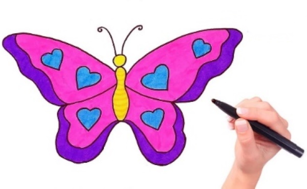 Schmetterlingszeichnungen für Kinder, Umrisse, Ausmalen mit Bleistift, Farben, Gouache