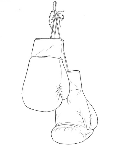 Guantoni da boxe, disegni a matita per bambini in bianco e nero, a colori