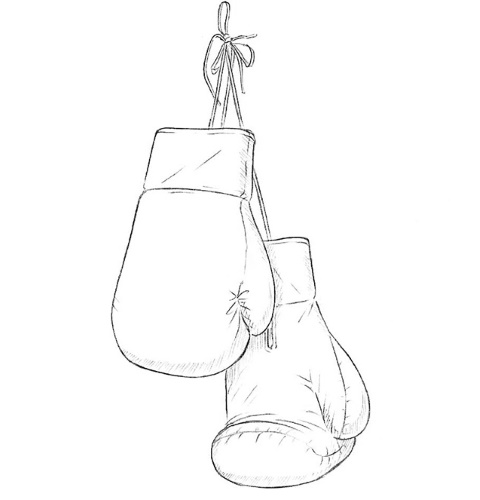 Guantoni da boxe, disegni a matita per bambini in bianco e nero, a colori