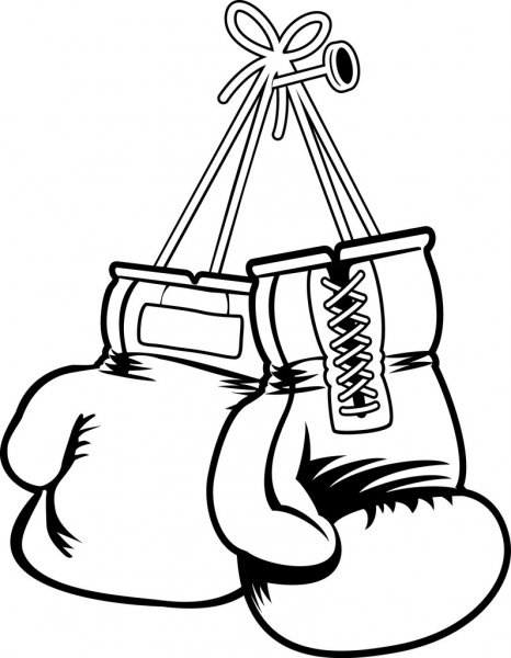 Guantoni da boxe, disegni a matita per bambini in bianco e nero, a colori