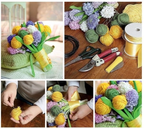 Ein Strauß handgefertigter Strickfäden für Näherinnen und Großmütter. Beschreibung, Meisterkurse