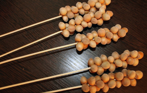 Sträuße aus Nüssen und Trockenfrüchten. DIY-Meisterkurse für Anfänger Schritt für Schritt