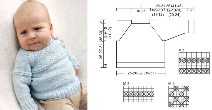 Gestrickte Bluse für Neugeborene 0-1-2-3-4-5-6 Monate. Schemata, Beschreibung für Anfänger