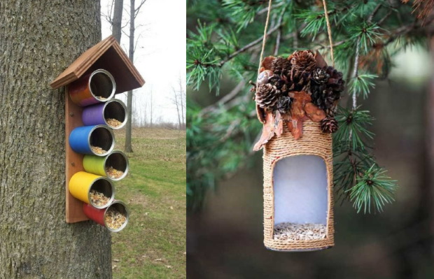 Vogelhäuschen aus einem Milch- oder Saftkarton. Zubereitung und Dekoration, Schritt-für-Schritt-Anleitung. Foto
