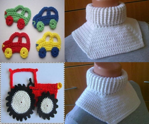 Gehäkeltes Lätzchen für einen Jungen. Schema, Beschreibung für Anfänger, Meisterklasse. Foto