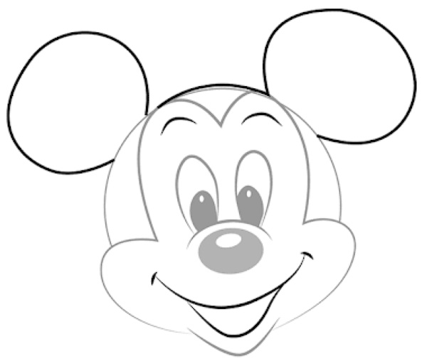 Mickey Mouse - Bleistiftzeichnung zum Nachzeichnen, Kinder, Anfänger
