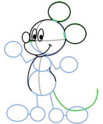 Mickey Mouse - Bleistiftzeichnung zum Nachzeichnen, Kinder, Anfänger