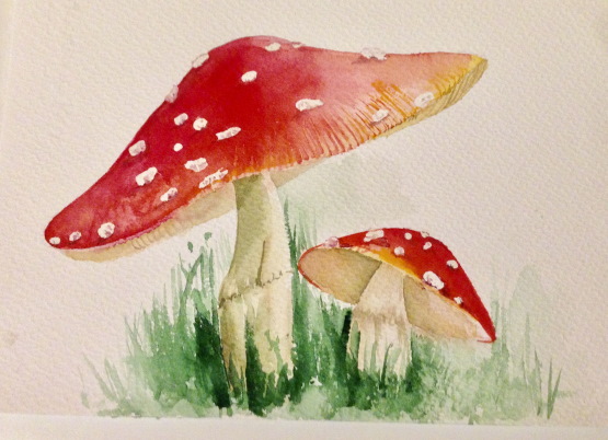 Fliegenpilz. Zeichnen für Kinder mit Bleistift, Gouache Schritt für Schritt, Meisterkurse