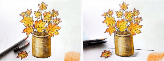 Herbstliche Bleistiftzeichnungen: Blumenstrauß, Wald, Blätter, Landschaft, Laubfall Schritt für Schritt für Kinder