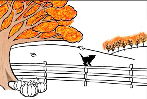 Herbstliche Bleistiftzeichnungen: Blumenstrauß, Wald, Blätter, Landschaft, Laubfall Schritt für Schritt für Kinder