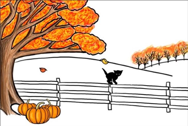 Herbstliche Bleistiftzeichnungen: Blumenstrauß, Wald, Blätter, Landschaft, Laubfall Schritt für Schritt für Kinder
