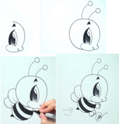 Bienenwabe. Zeichnen mit einem Grafikstift, Schablonen für Anfänger