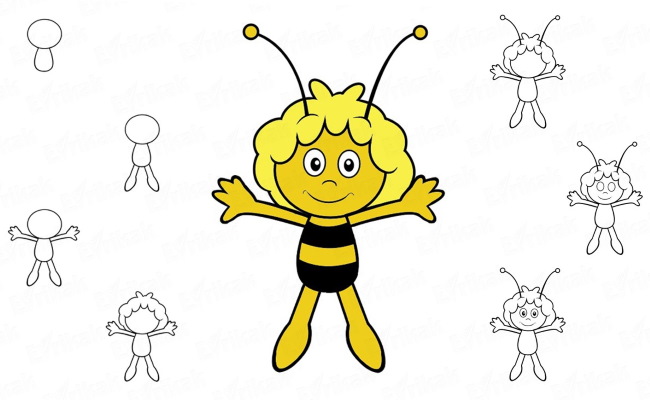 Bienenwabe. Zeichnen mit einem Grafikstift, Schablonen für Anfänger