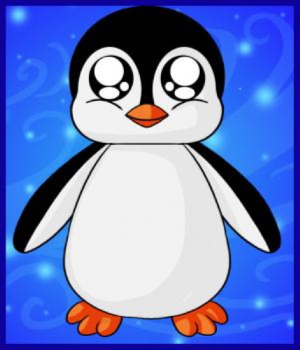Pinguinzeichnung für Kinder mit Bleistift, Farben auf einem Stein, Eisscholle lustig, einfach in Farbe