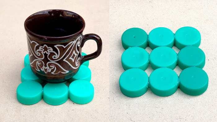 Basteln aus Plastikflaschenverschlüssen, Eimern, Sauerrahm. DIY-Schritt-für-Schritt-Diagramme