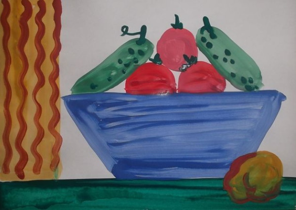 Zeichnungen von Obst und Gemüse zum Ausmalen, Buntstift- und Malskizzen