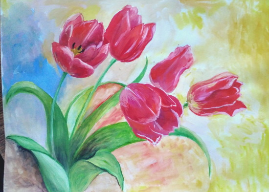 Gouache-Zeichnungen für Anfänger sind einfach und schön auf Papier: Landschaft, Stillleben, Blumen, Raum