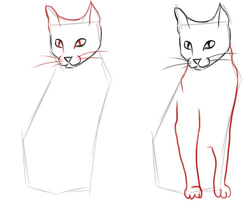 Disegni di gatti a matita, facili, carini e bellissimi, passo dopo passo, da copiare su un album da disegno, LD