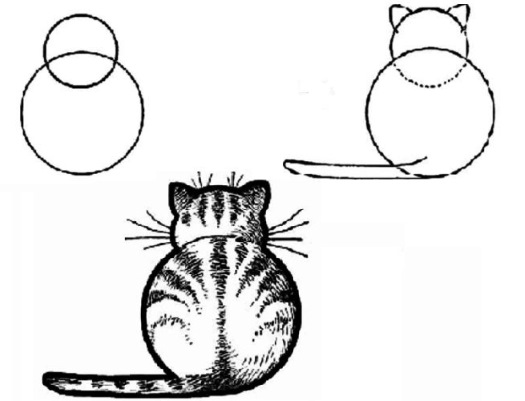 Disegni di gatti a matita, facili, carini e bellissimi, passo dopo passo, da copiare su un album da disegno, LD