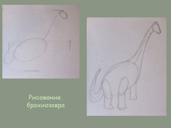Schrittweise Zeichnung eines Dinosauriers für Kinder mit Bleistift und Hintergrund zum Kopieren. Foto