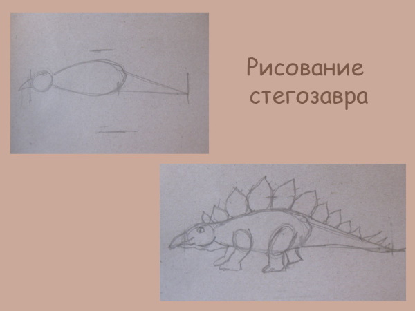 Schrittweise Zeichnung eines Dinosauriers für Kinder mit Bleistift und Hintergrund zum Kopieren. Foto