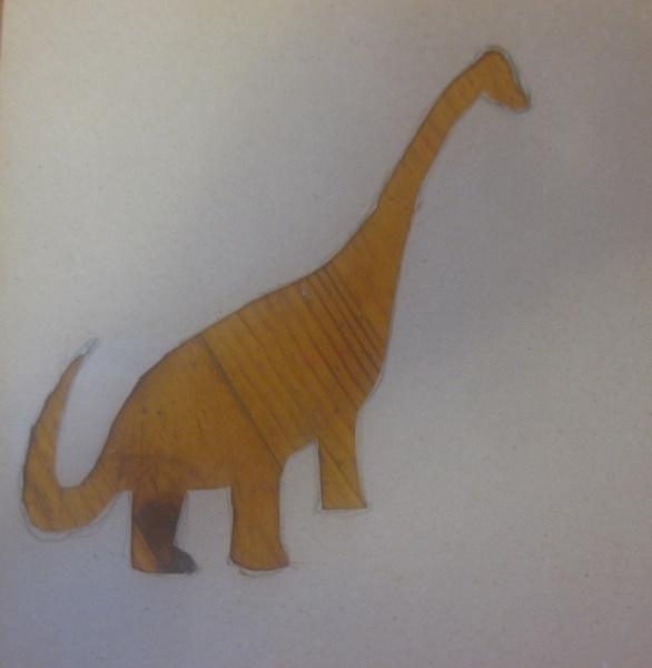 Schrittweise Zeichnung eines Dinosauriers für Kinder mit Bleistift und Hintergrund zum Kopieren. Foto