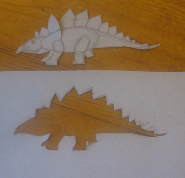 Schrittweise Zeichnung eines Dinosauriers für Kinder mit Bleistift und Hintergrund zum Kopieren. Foto