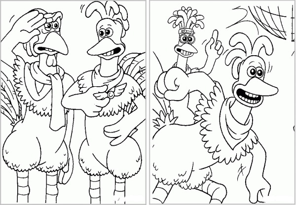 Disegno di pollo per bambini con matita da colorare per bambini con polli, gattini da una fiaba/