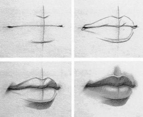 Zeichnen eines Mädchengesichts mit Bleistift zum schrittweisen Kopieren für Anfänger: im Profil mit geschlossenen Augen, Make-up, Brille