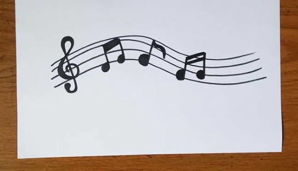 Violinschlüssel. Zeichnen für Kinder mit einem Bleistift auf einem Notensystem zum Kopieren